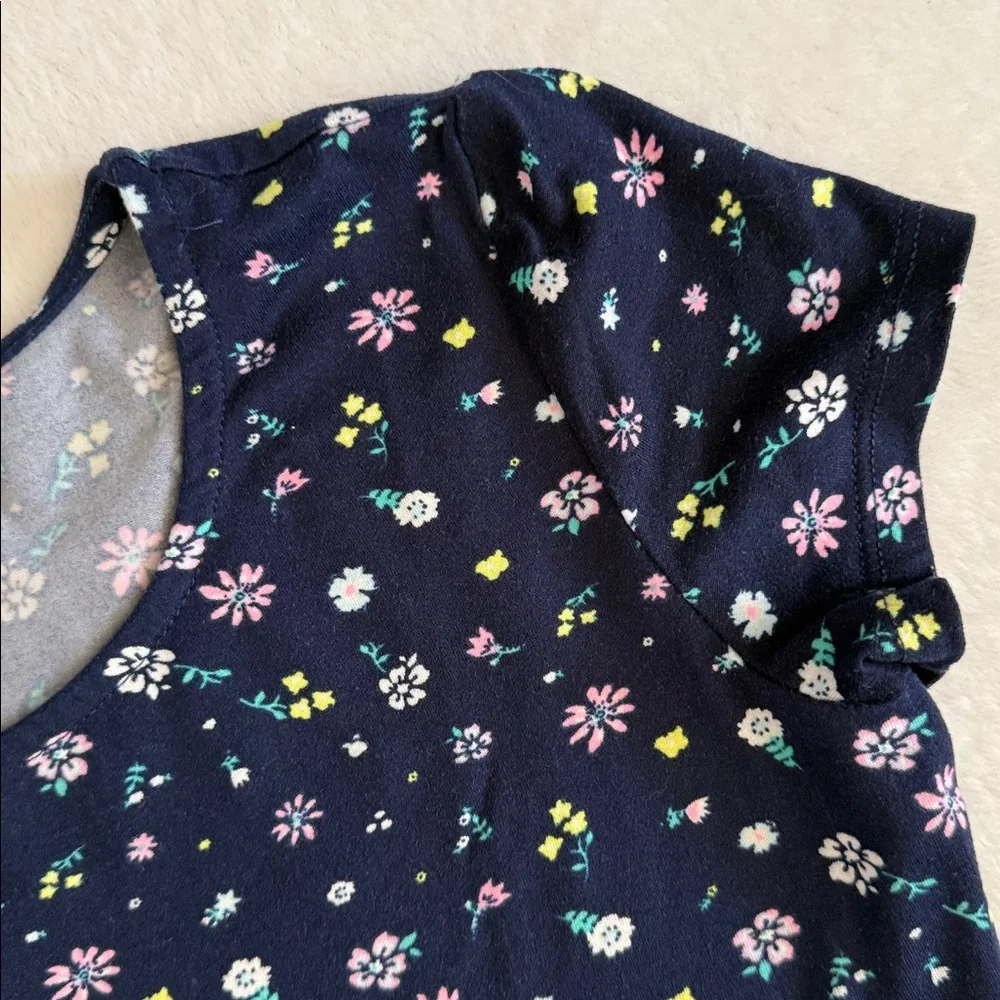 City Streets | Floral Short Sleeve Pullover Dress Navy Blue (M 10/12) - Picture 4 of 14